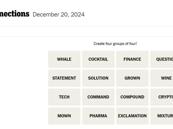 Hints and Solutions for NYT Connections: November 20, 2025
