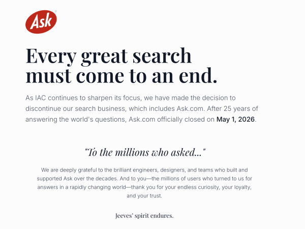 Ask.com Shuts Down After 30 Years